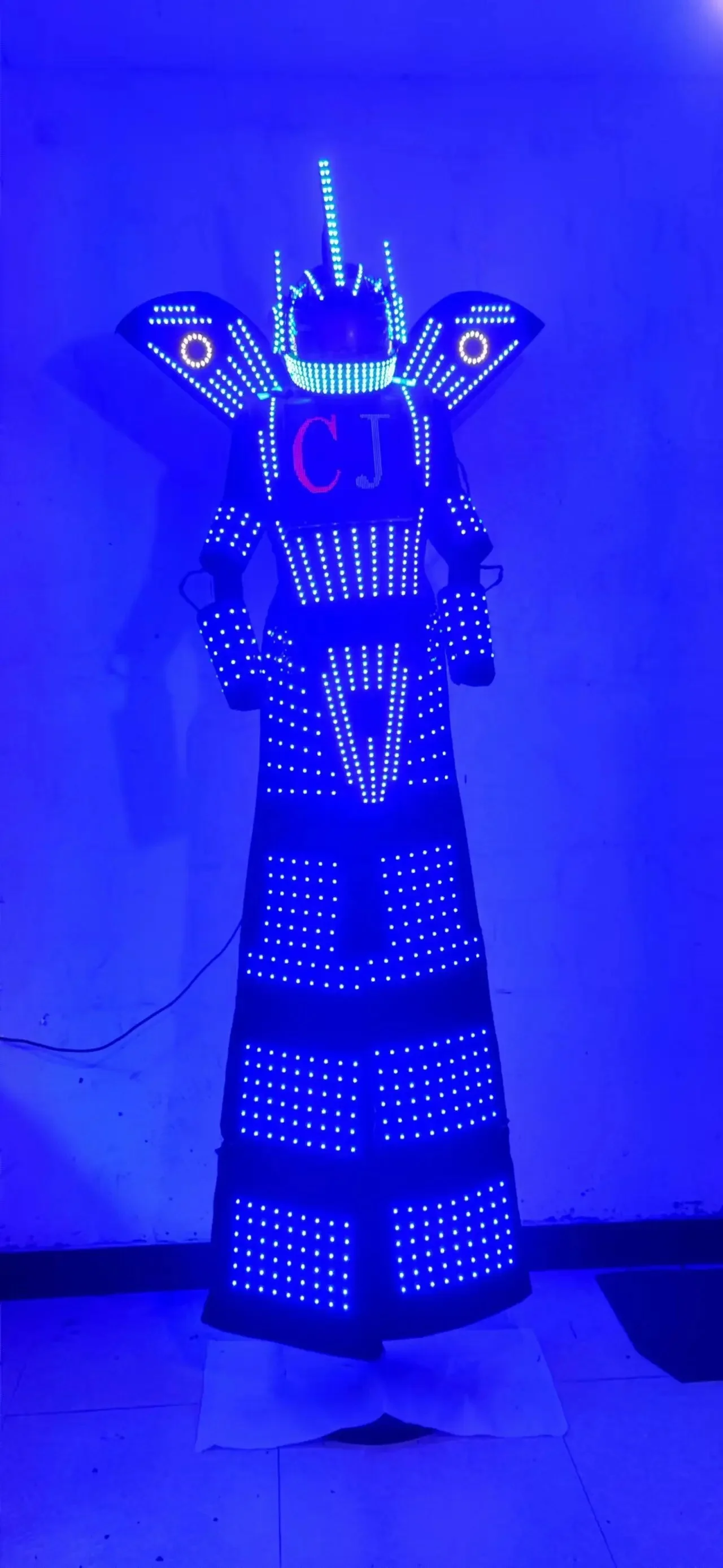 LED Screen Robot Costume Light up dress Luminous clothing stilts walker dance suit for nightclub stage performance helmet laser