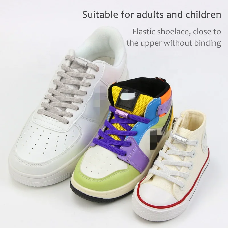 Metal Lock Elastic Shoelaces No Tie Shoe Laces For Kids and Adult Sneakers Lazy Laces One Size Fits All Shoes