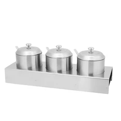 china factory round sugar bowl 304 stainless steel spice jar set with metal lids