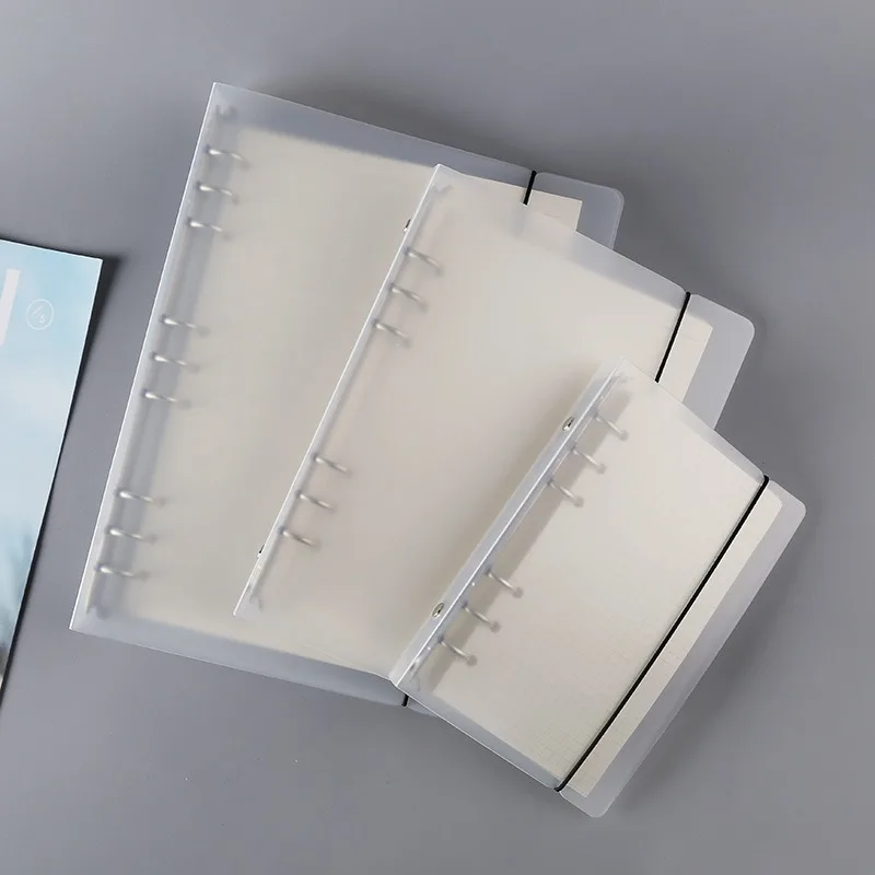 Promotion PP Frosted Transparent A5/A6/A7 Binder Notebook Elastic Band 6 Ring Binder Cover Handbook