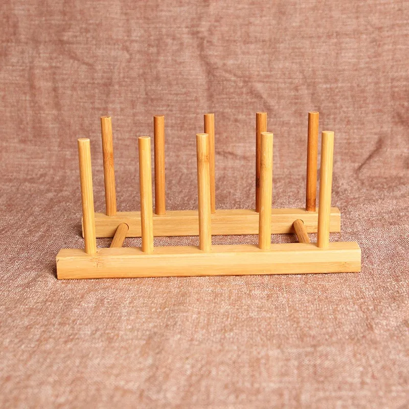 Wholesale Eco-friendly bamboo dish drying rack handmade kitchen plate storage rack