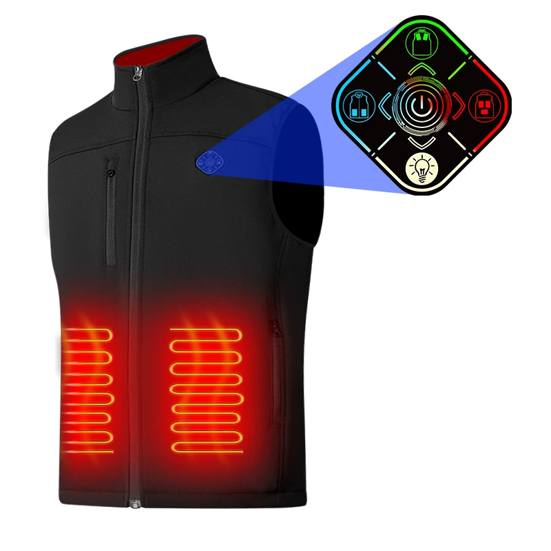 2024 Trending Unisex USB Heated Vest Jacket Mens Polar Fleece Thermal Vest Gilet Smart Battery Heating Vest for Winter