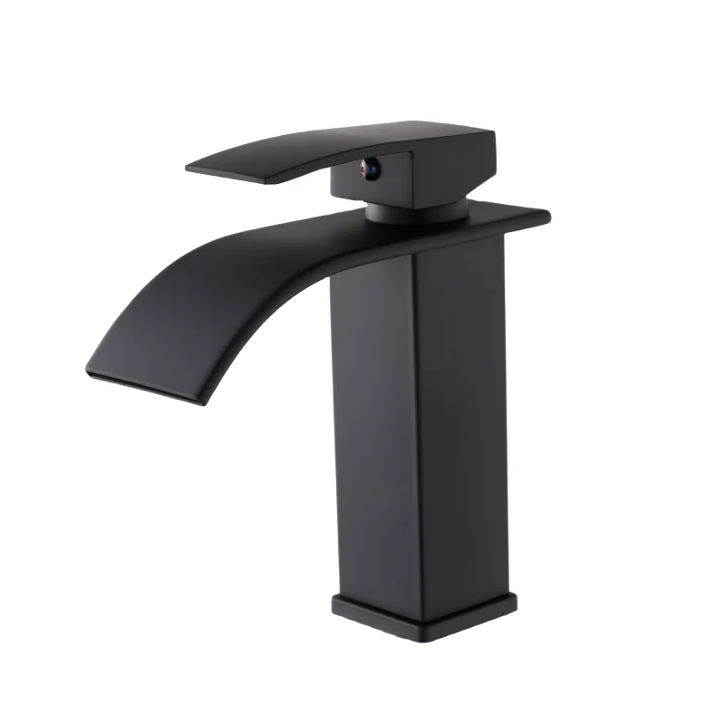 Wholesale chrome square stainless steel plating single hole hand wash basin sink bathroom waterfall water faucets mixers taps