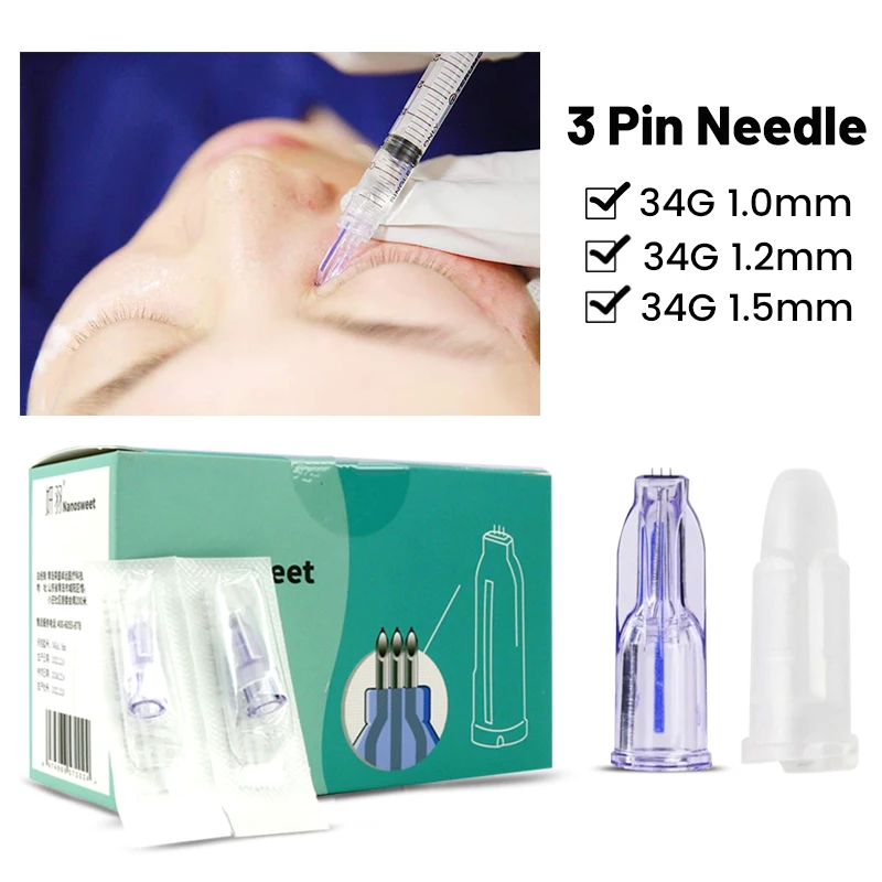 CE disposable Multi water Mesotherapy Crystal 3Pins Needles For Hyaluronic Acid Injections
