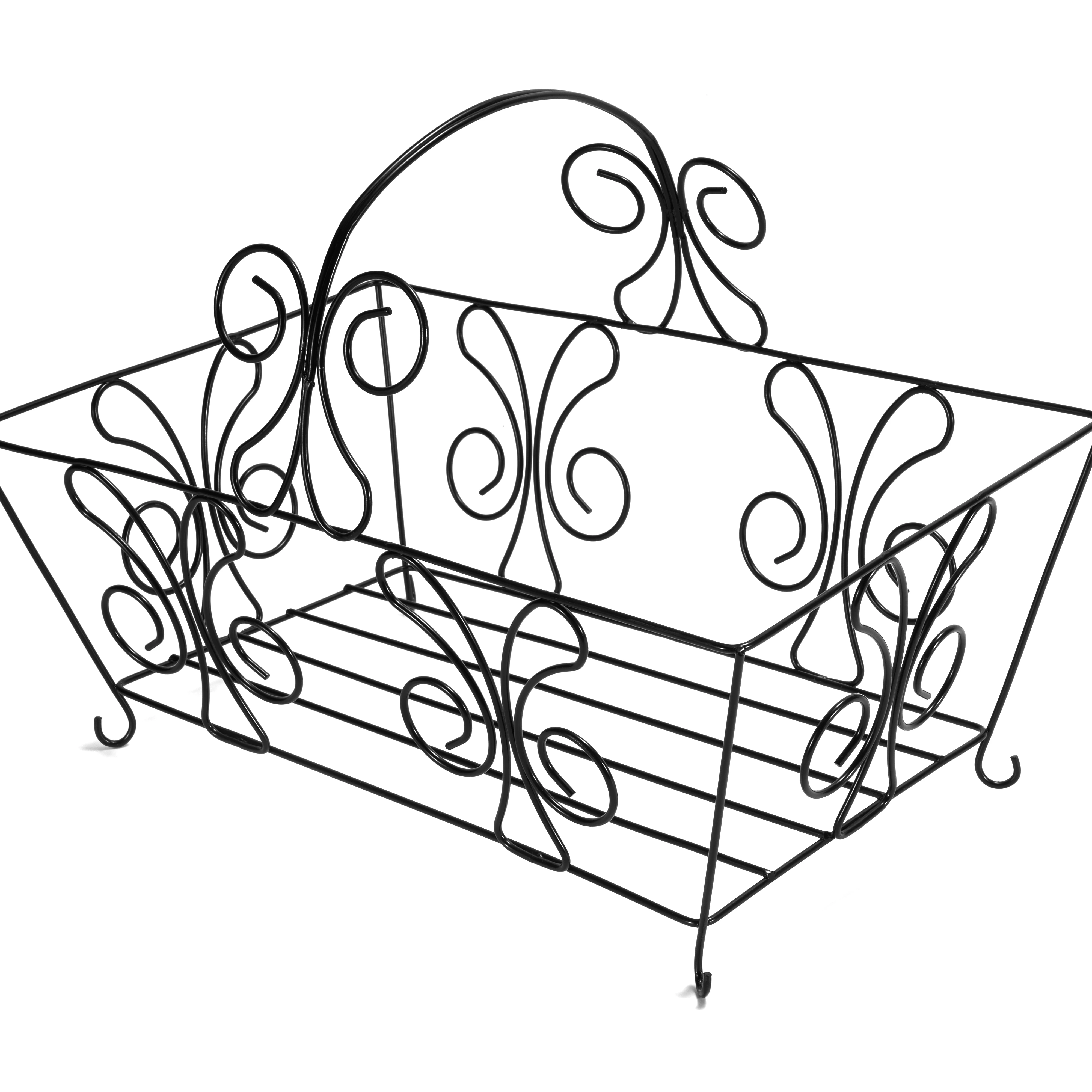 Manufacturer ACAI iron black white rectangle customized flower basket