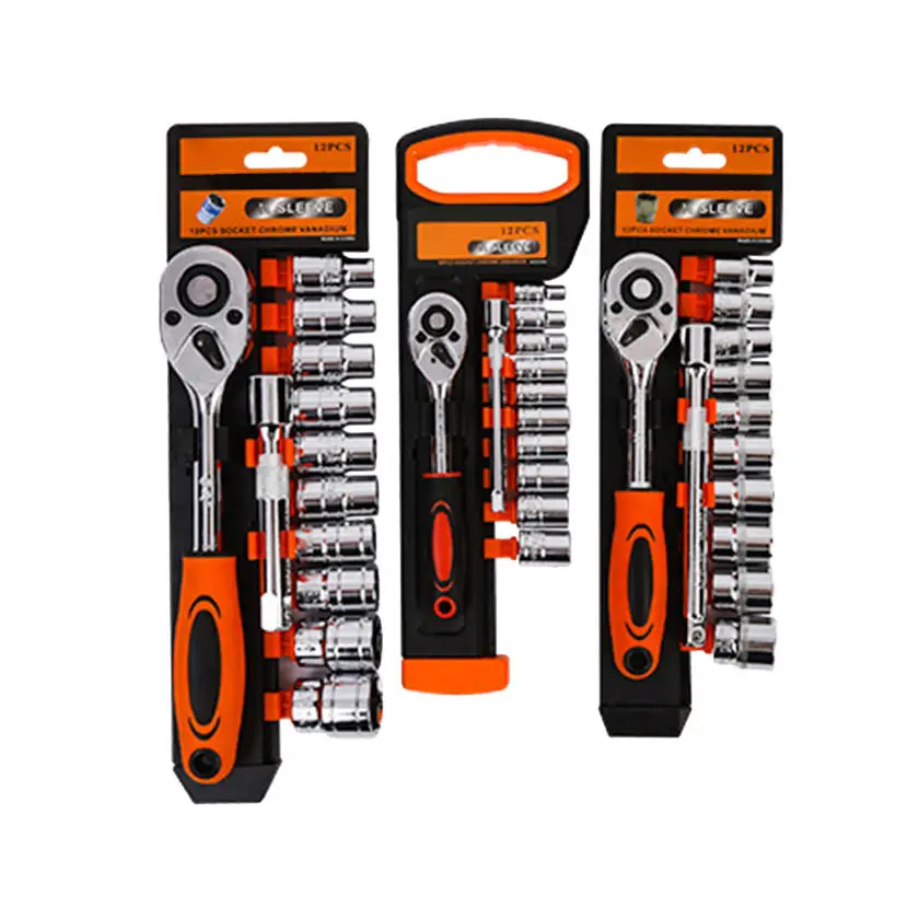 12pcs Auto Repair Magnetic 1/2 1/4 3/8 Socket Set Rachet Wrench Stiffy Hand Tools 20V Combination  OEM Customizable