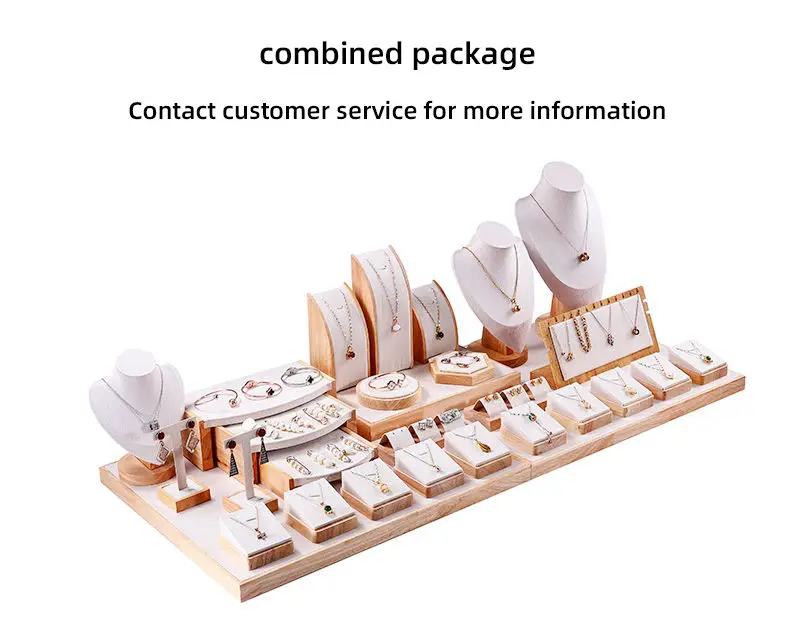 Fashion jewelry displays for store luxury jewelry display props custom wooden jewelry stand display set
