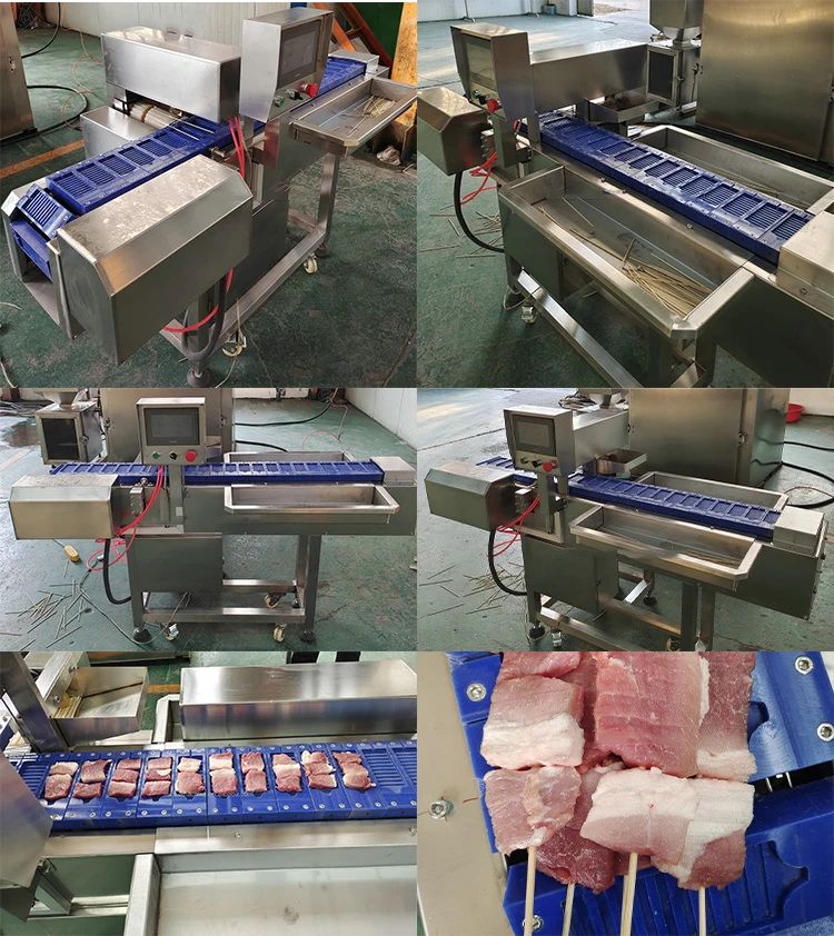 High efficiency 2000pcs/h satay meat skewer machine meat slicer skewering machine for barbecue