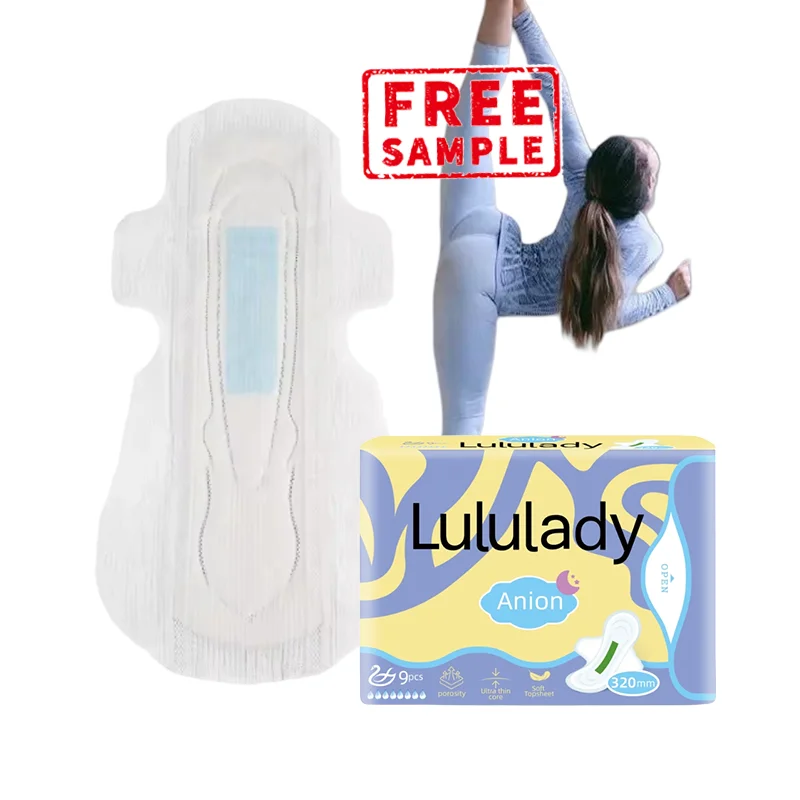 Large Size Anion Organic Cotton Sanitary Napkins Manufacturer 320mm Sanitary Pads Wholesale Disposable