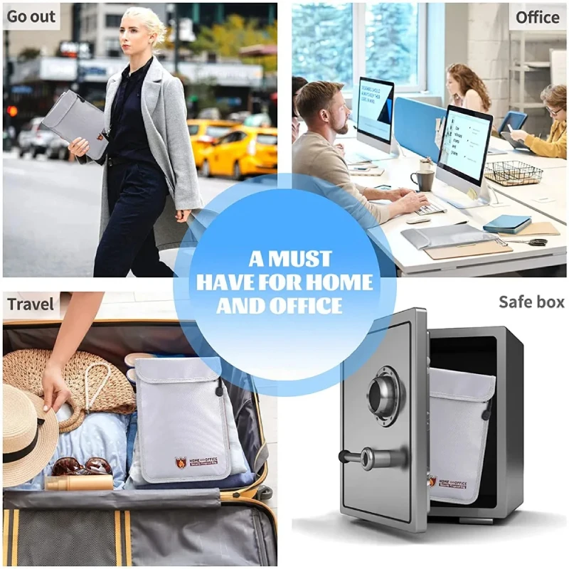 Waterproof A4 Document Storage Pouch with Zipper Fireproof and Secure Filing Bags for Money and Important Documents