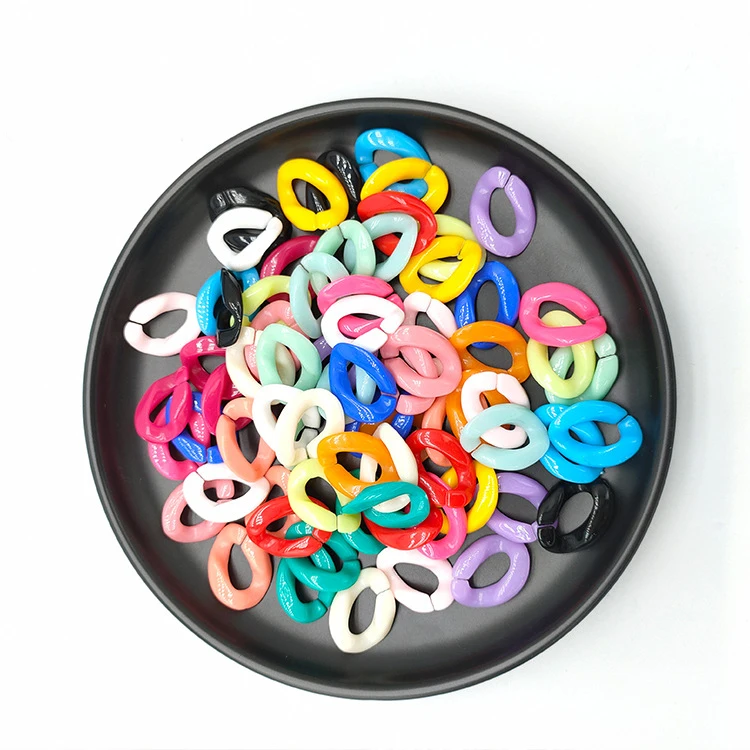 Twist cuban curb acrylic chain single open links macaron color plastic resin link chain loop for keychain eyeglasses bags crafts
