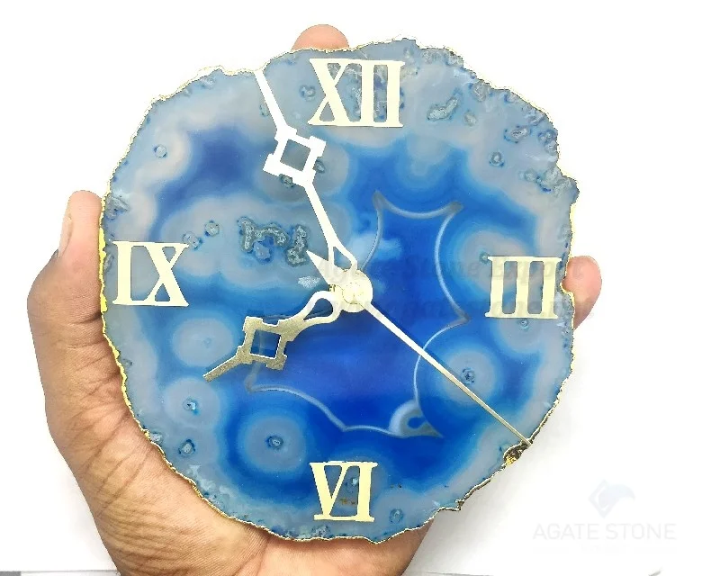 Top Selling Agate Stone Clocks with Wooden Stand : Cheap Price Agate Gifts : Desk and Table Clocks with stand
