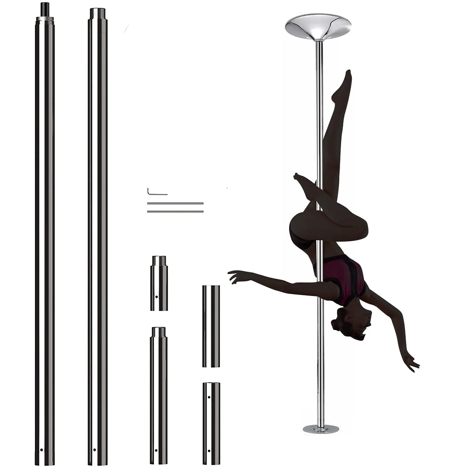 Stripper Dancing Pole for Home Spinning Static Dance Pole for Beginner & Professional Removable Adjustable Fitness