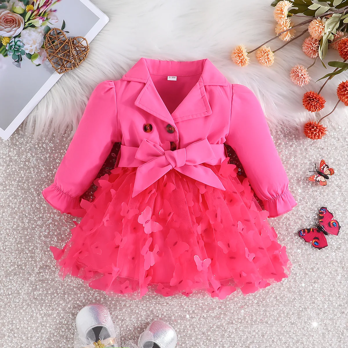 2024 New Baby Girls Princess Dress Children Sweet Long Sleeve Lace Dress