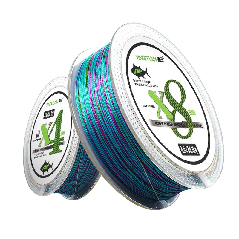 New design  4 8 stand braided fishing line 5.9kg-55.1kg fishing braid line  tension 100% PE  Fishing Braid Line