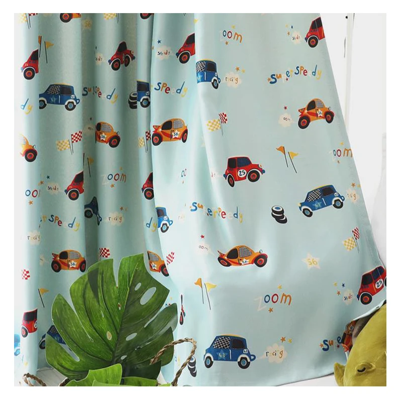 Wholesale Black Out Curtain Fabric Car Printed Kids Curtain for Boy