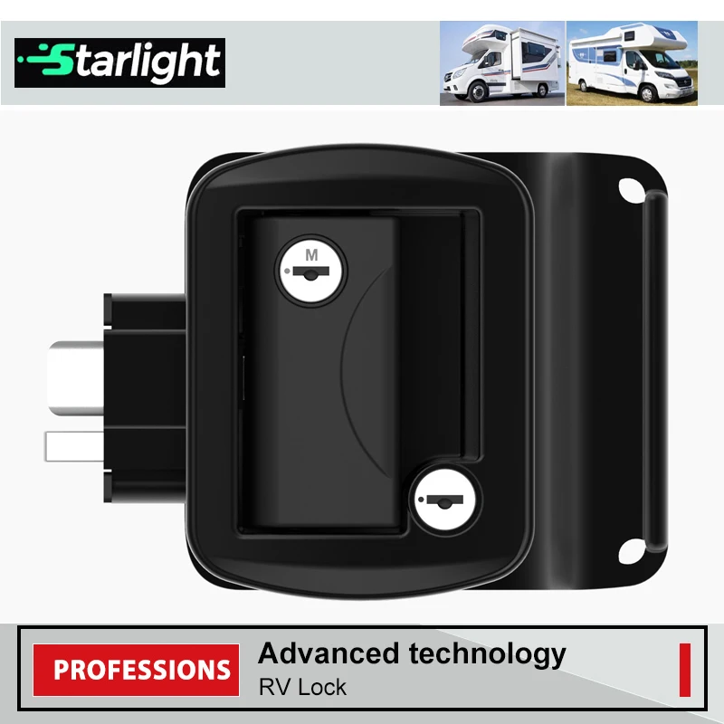 RV Door Lock Replacement, Upgraded RV Door Latch with Paddle Deadbolt 2 Keys Camper Door Lock for Travel Trailers Horse Cargo