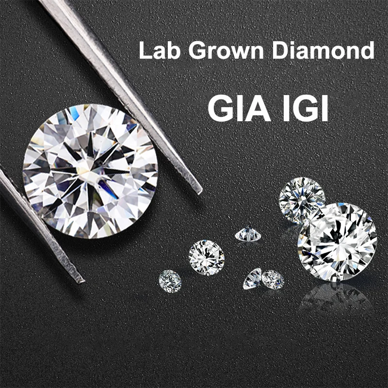 Lab Diamonds Solitaire Round 0.5ct 1ct 1.5ct 2ct 2.5ct 3ct Lab Grown Certified Diamond HPHT CVD Lab Grown Diamond