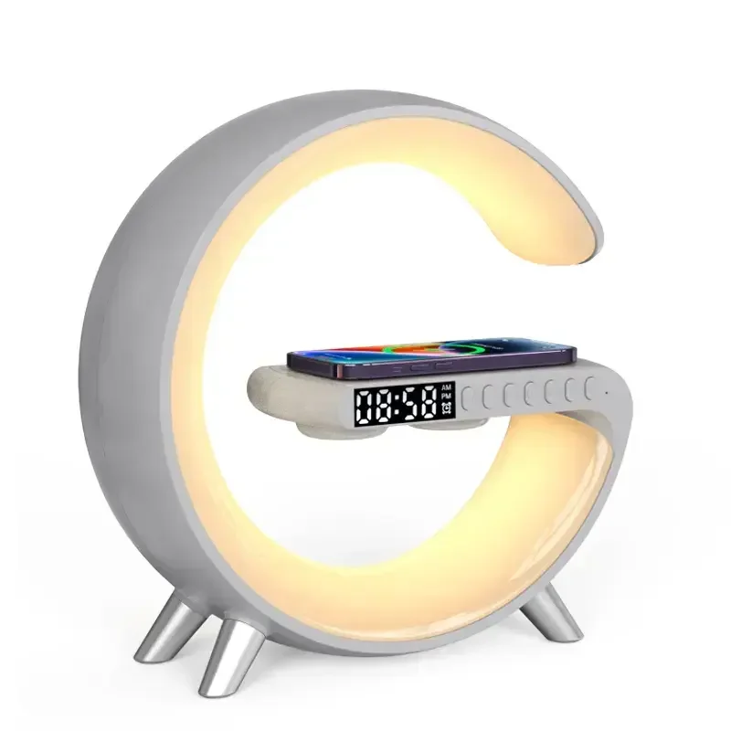 LDNIO Wireless Charger  With Bedside Night Light Digital Alarm Clock Smart APP Control Home Table Light Lamp Speaker