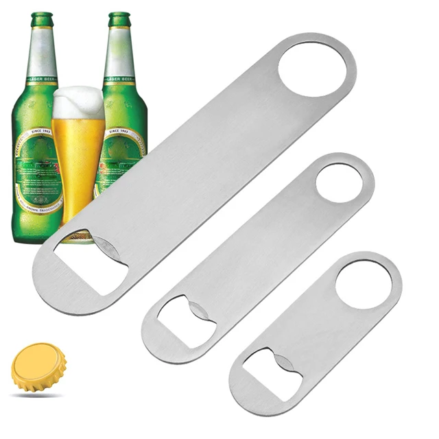 Portable stainless steel beer wine opener pocket Bottle Openers convenient Cap lifter Beer Flat Bar Cap Bartender Remover