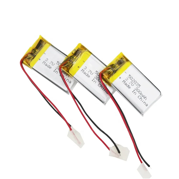 Hot sale 502035 3.7v 300mah lipo lithium polymer battery