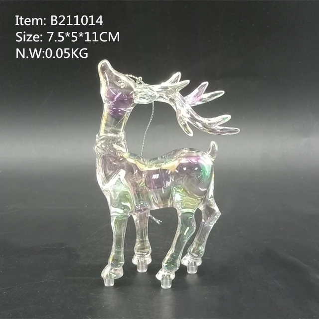 Transparent phantom Color acrylic deer Christmas Decoration Pendant Crystal reindeer  hanging decoration plastic bird ornament