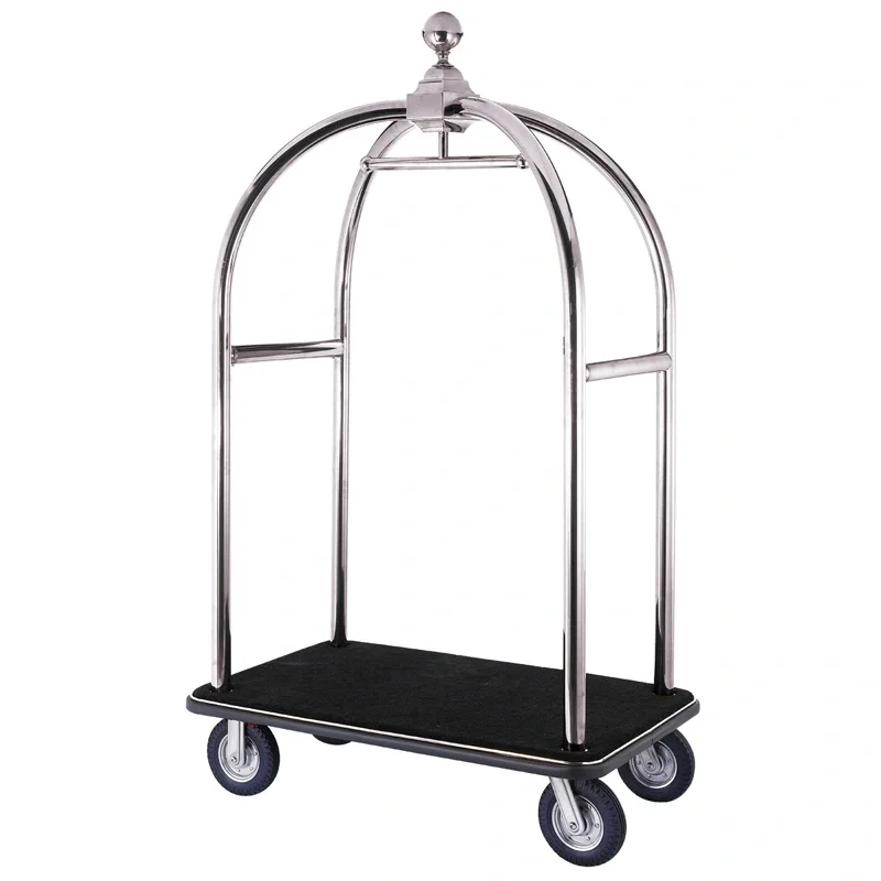 Hotel Lobby Stainless Steel Bellman Trolley Baggage Luggage Cart