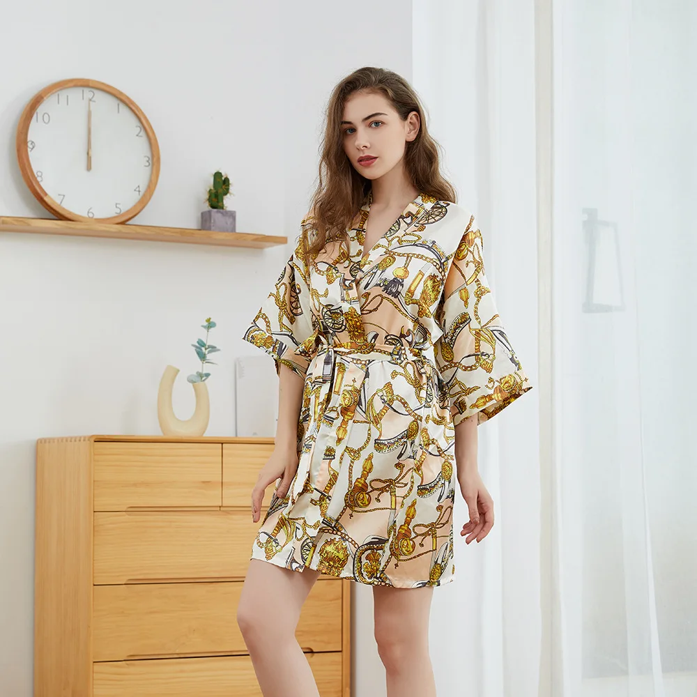 Green tex Custom LOGO Silk Satin Robe Bridesmaid Satin Robes Women Sleepwear SPA Beauty Dress