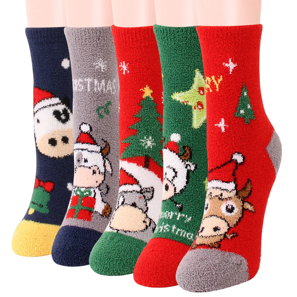 New Year gift stockings thickened warm lovely  Christmas socks  Korean women coral velvet socks