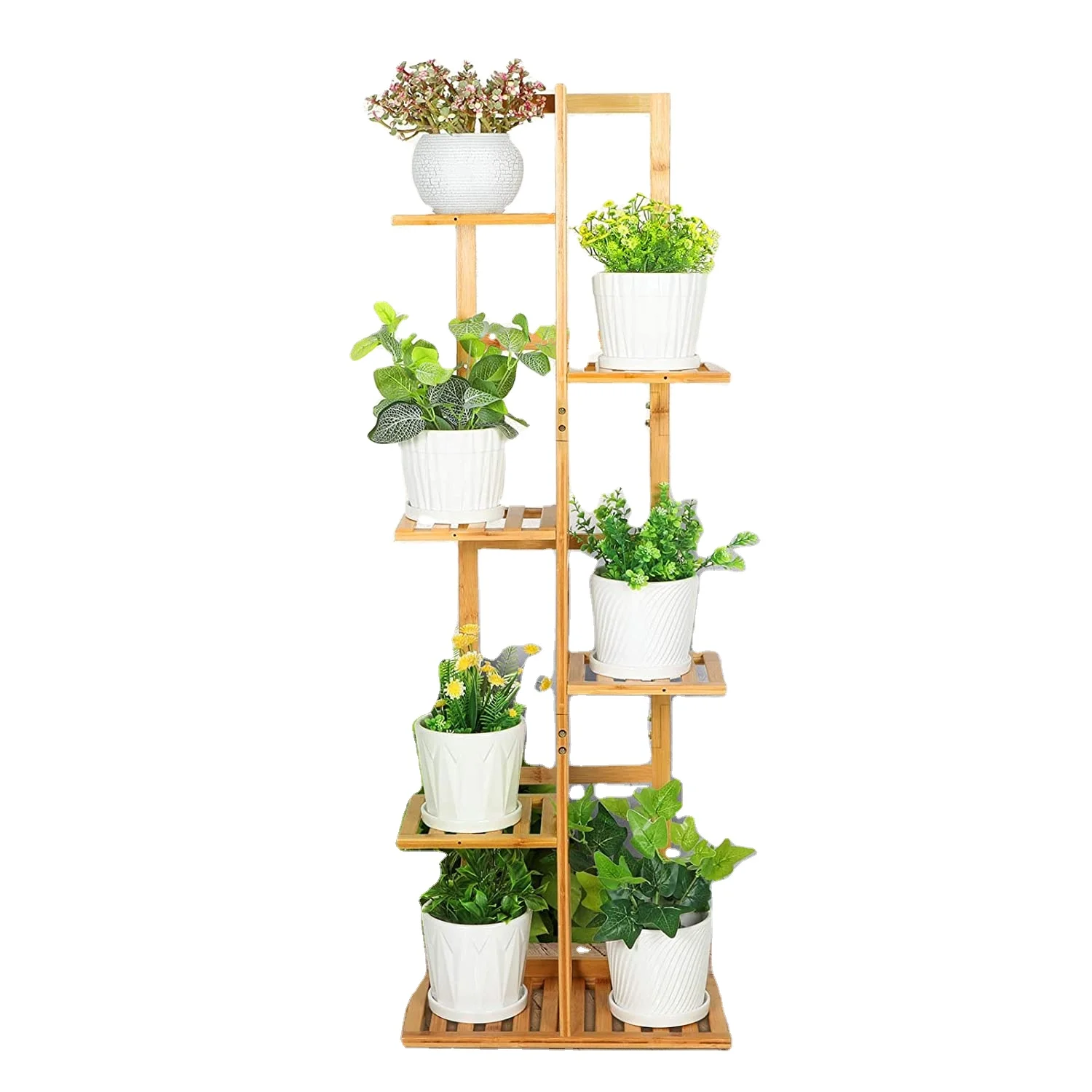Eco friendly 7-layer bamboo flower rack environmental protection standing flower pot rack garden sets
