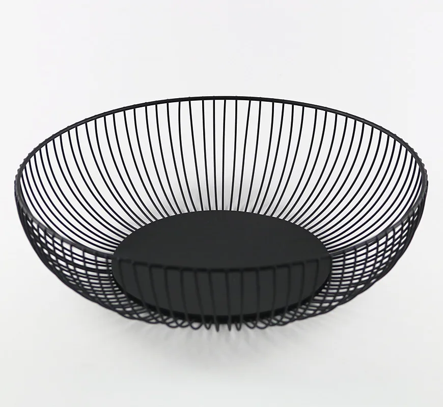 Modern Fashion Decorative Kitchen Black Metal Wire Fruit Bowl Storage Fruit Basket