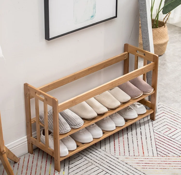 Настольный органайзер для хранения, Бамбуковая стойка для обуви с подушкой