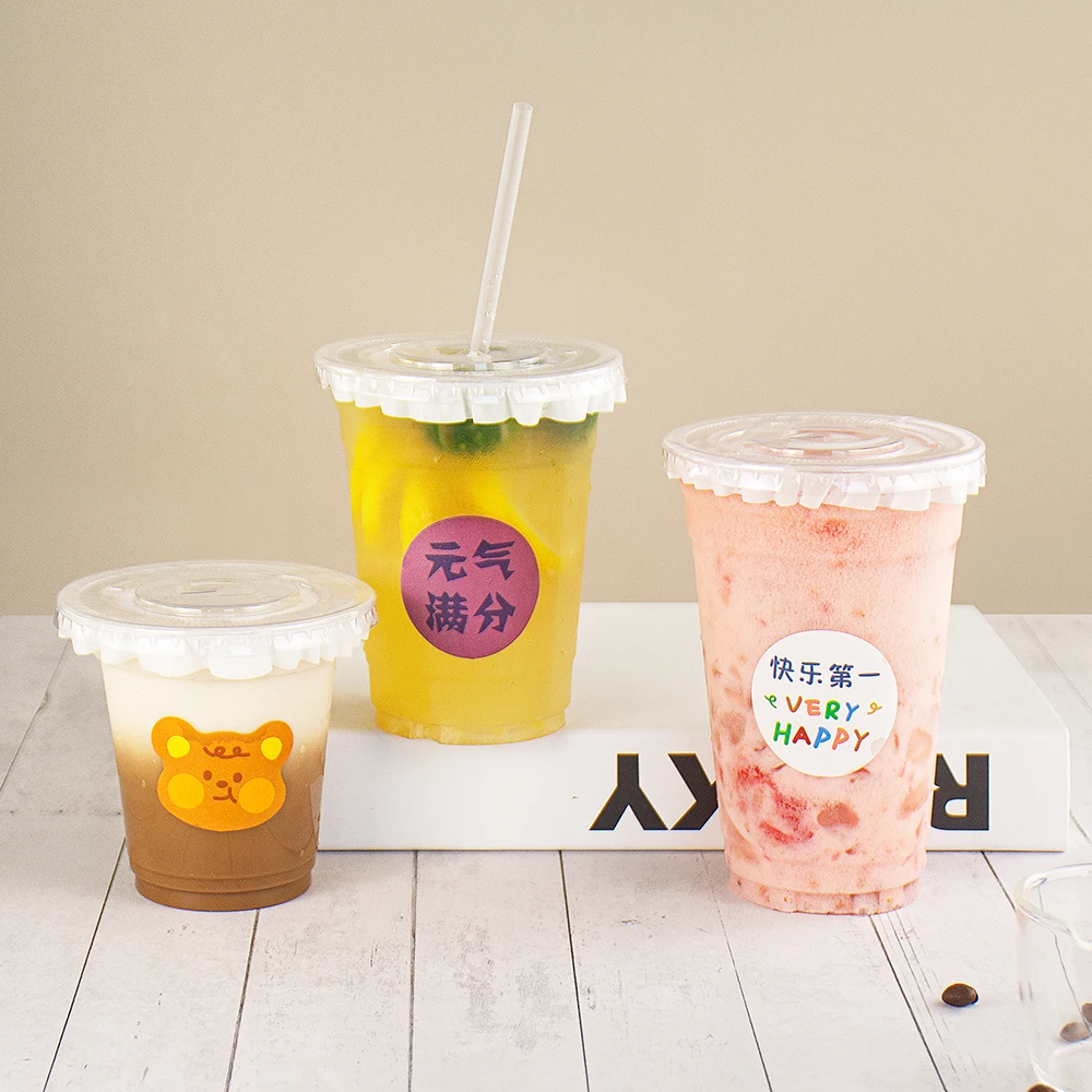 Personalized Transparent 16OZ Takeaway Milk Tea Clear 500Ml Disposable Plastic Juice Cold Drink Cups Milktea Boba Coffee