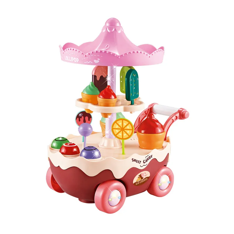 Children play house toy universal rotating ice cream electronic truck cartoon toy car ice cream toys