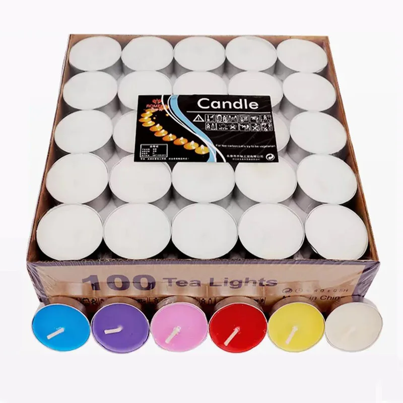 Tea Lights Long Burn Night Light Candles  50 100 Smokeless Unscented Round Heart shaped Tealight