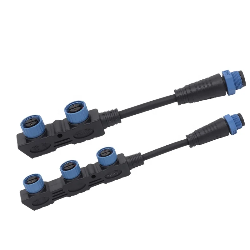 AHUA outdoor led module UL 1.5mm 1.0mm 18awg 10A 1 to 3 socket male female ip67/ip68 power waterproof F type M15 led connector