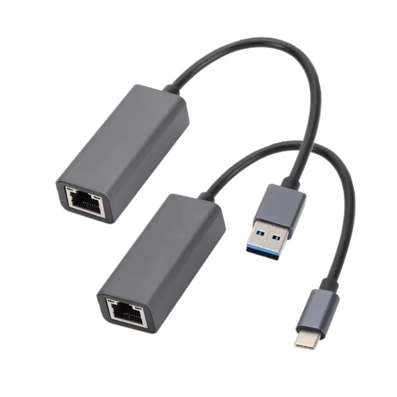USB 2.0 3.0 Type C To RJ45 Aluminum Alloy Ethernet Adapter Network Card for Laptop Mobile Phone Tablet Desktop PC