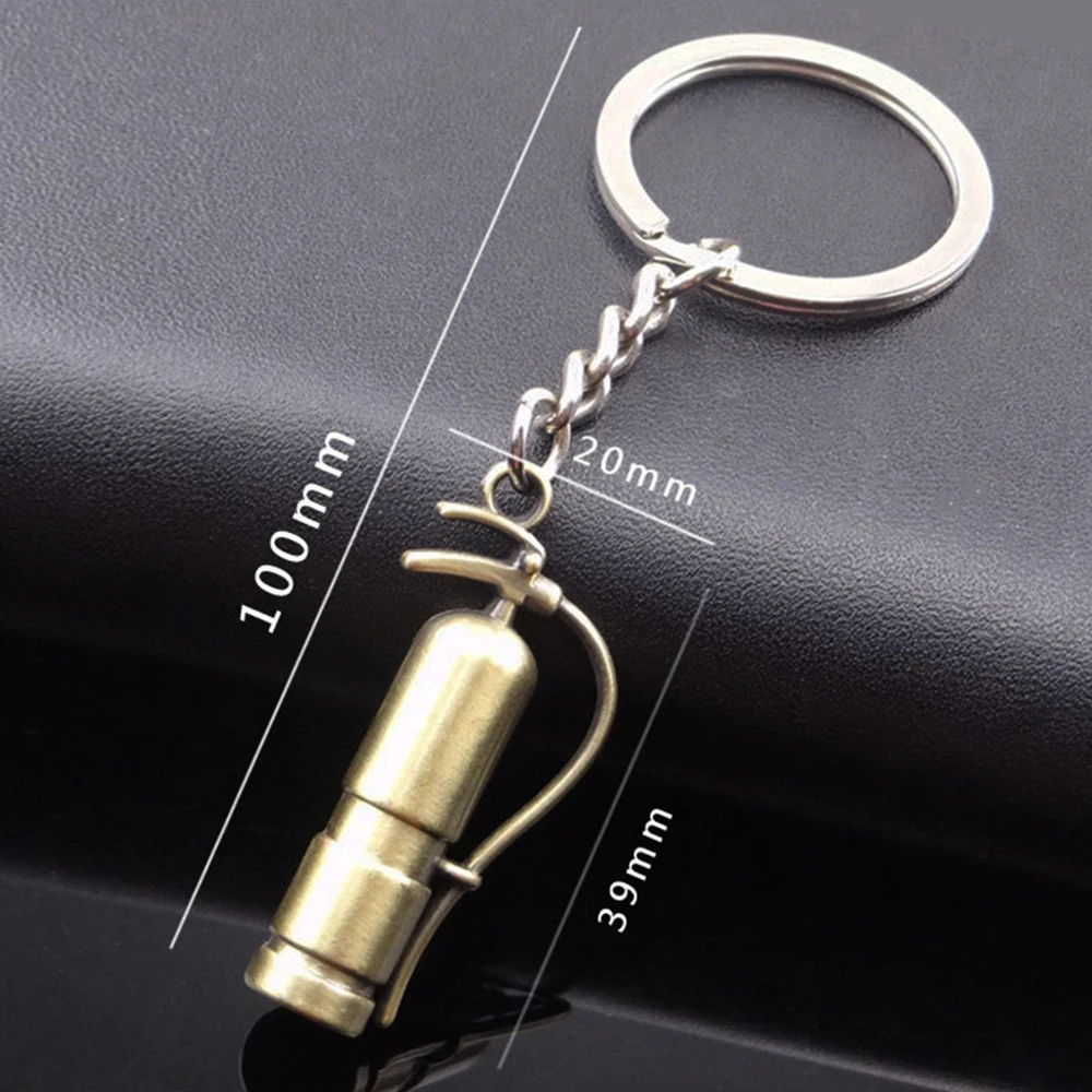 3D Mini Red Firefighters Key Chain Fire Gifts Keyring Safe Key Ring Holder Wholesale Metal Safelty Fire Extinguisher Keychain