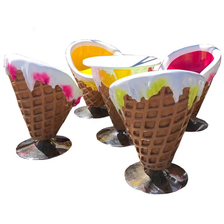 Best price Ice Cream Cone shape Furniture chair and table set for sale