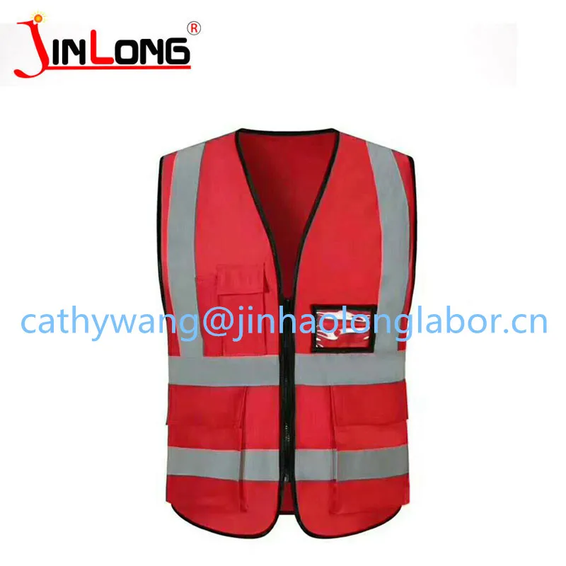 high quality  Reflective Vest Emergency Safety Vest With Pockets And Zipper workers vest