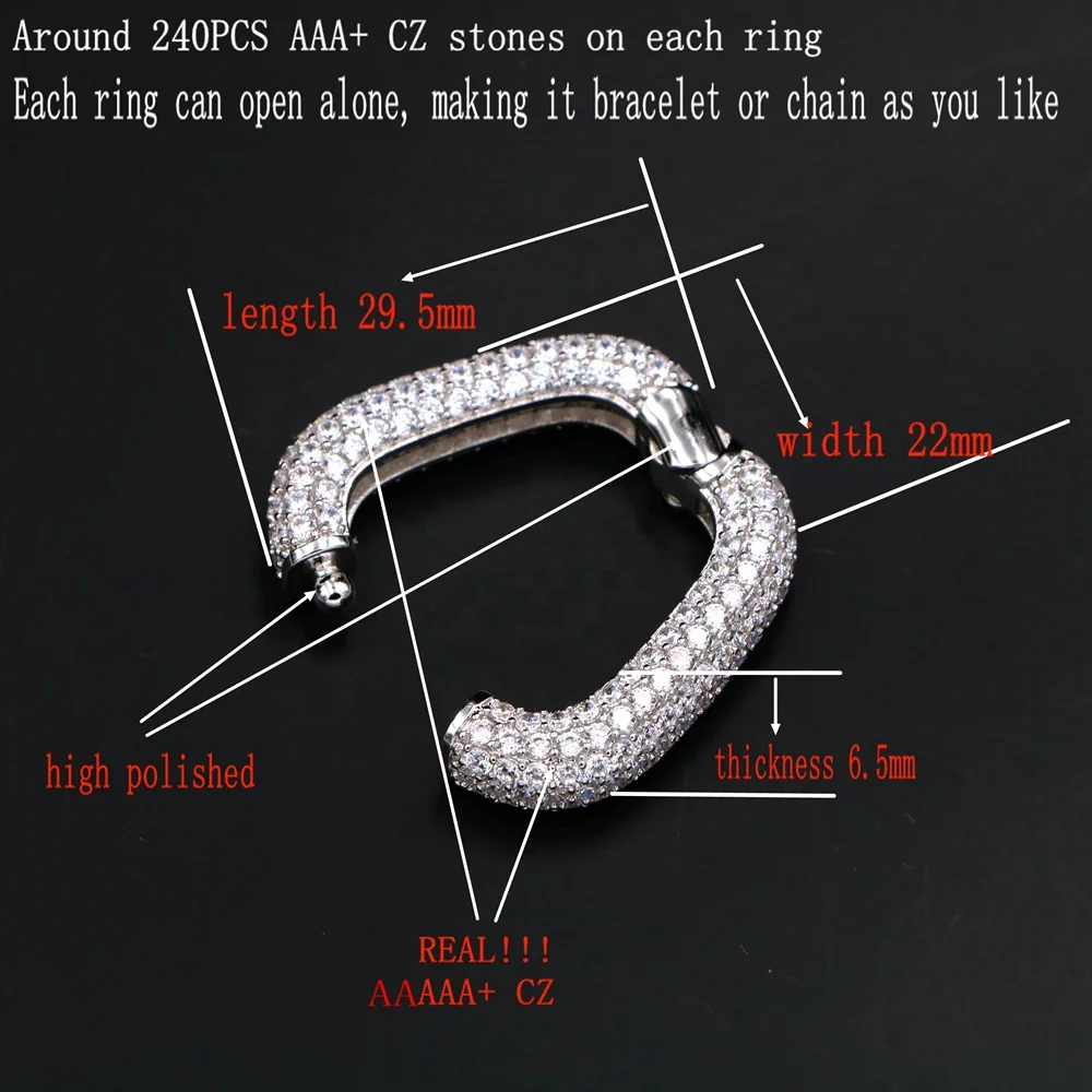 Heavy Duty Iced Out Cuban Link Chain Full Diamond Link Bracelet Chain Necklace 2 in 1