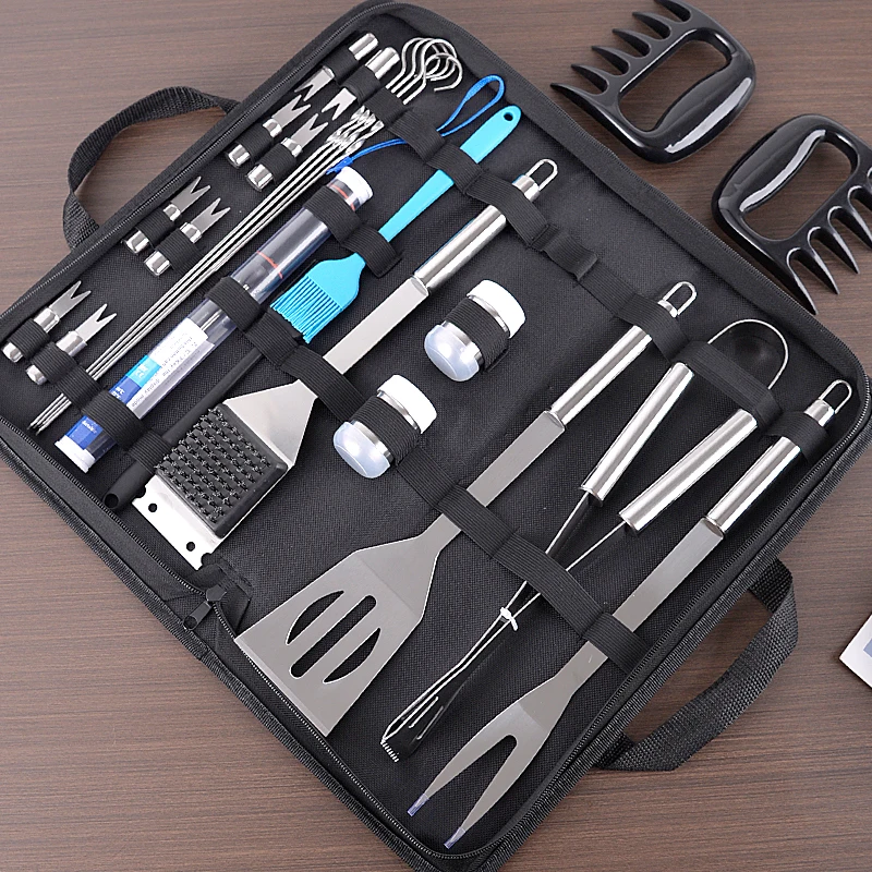 Premium 25-Piece Outdoor Barbecue Set Collection of Cooking Tools for Outdoor Grilling and Kitchen Use