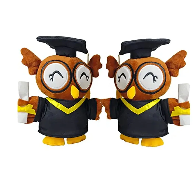 Graduation Plush Stuffed Animal Owl with Graduation hat  Diploma Gift in Graduation Dress