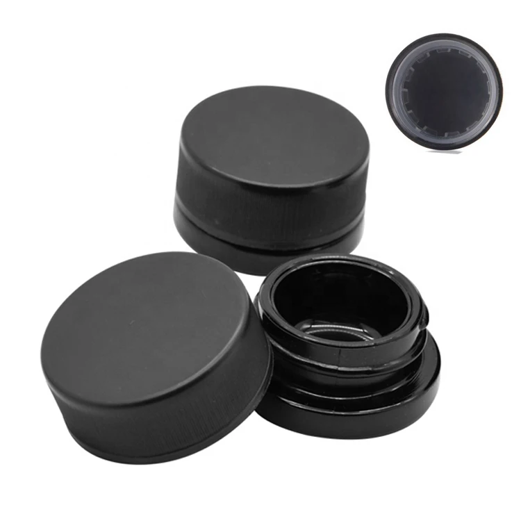 child resistant childproof packaging 5ml 9ml UV violet black glass jar with childproof lid 1oz Air tight smell proof stash jar