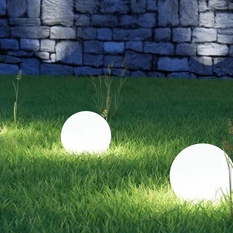 Outdoor Landscape Garden Lawn Yard Waterproof IR Remote Control Multi Color Integrated LED Lights Illuminated Sphere Floor Lamp