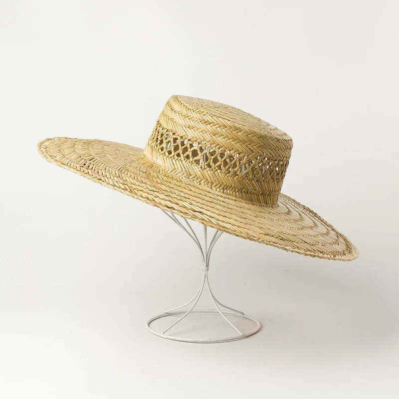 Manual hollow preparation of large eaves edge girls straw sun hat