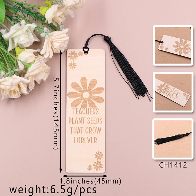 MD135CH1411 Teachers Plant Weeds That Grow Forever Wooden Bookmark Teacher Appreciation Gift