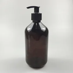500ML Plastic Lotion Pump Bottle Empty Lotion Bottle with Pump with 28/410 Left Right Lotion Pump in Dark Amber Color PET CN;ZHE