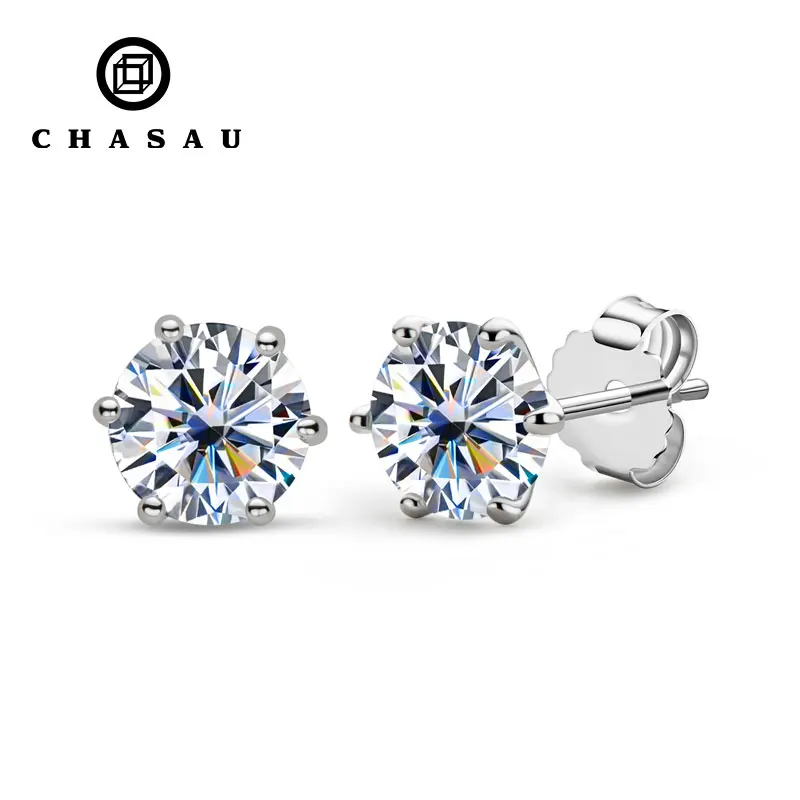 Оригинальные серьги-гвоздики из муассанита 0 5ct 1 карат 2 карата D-цвет для мужчин и женщин настоящие серебряные 925 ювелирные изделия сертификат GRA