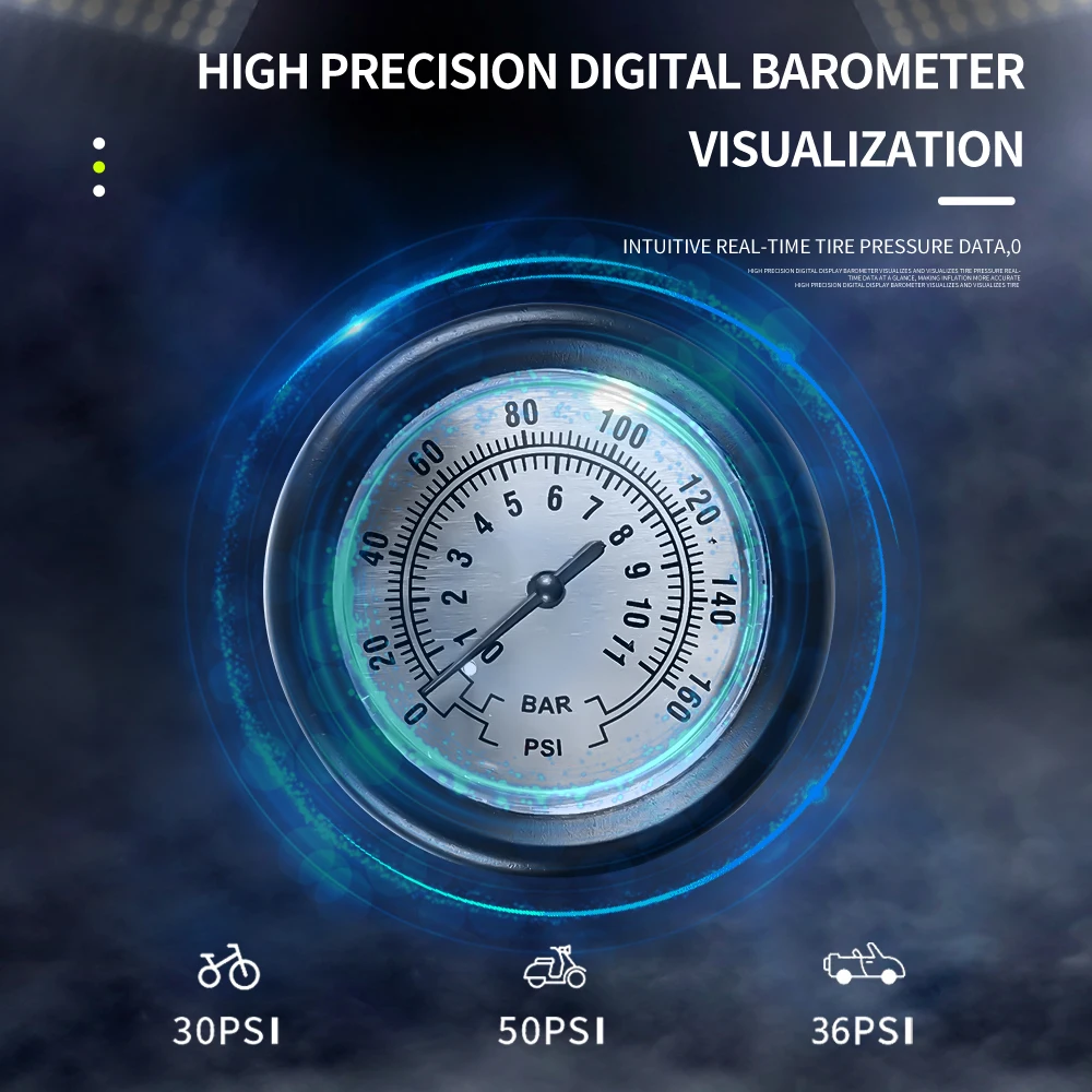 Bike foot pump multifunction mtb pressure gauge pump bicycle air pump with adapter valve